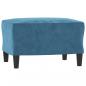 Preview: 3-Sitzer-Sofa mit Hocker Blau 180 cm Samt