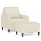 Preview: Sessel mit Hocker Creme 60 cm Samt