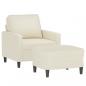 Preview: Sessel mit Hocker Creme 60 cm Samt