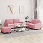Preview: ARDEBO.de - 3-tlg. Sofagarnitur mit Kissen Rosa Samt
