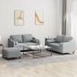 Preview: ARDEBO.de - 3-tlg. Sofagarnitur mit Kissen Hellgrau Stoff