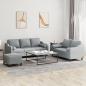 Preview: ARDEBO.de - 3-tlg. Sofagarnitur mit Kissen Hellgrau Stoff
