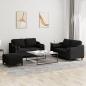 Preview: ARDEBO.de - 3-tlg. Sofagarnitur mit Kissen Schwarz Stoff
