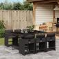 Preview: ARDEBO.de - 7-tlg. Garten-Essgruppe mit Kissen Schwarz Poly Rattan