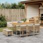 Preview: ARDEBO.de - 11-tlg. Garten-Essgruppe mit Kissen Beige Poly Rattan