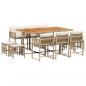 Preview: 11-tlg. Garten-Essgruppe mit Kissen Beige Poly Rattan