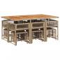 Preview: 11-tlg. Garten-Essgruppe mit Kissen Beige Poly Rattan