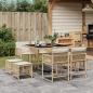 Preview: ARDEBO.de - 9-tlg. Garten-Essgruppe mit Kissen Beige Poly Rattan