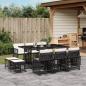 Preview: ARDEBO.de - 11-tlg. Garten-Essgruppe mit Kissen Schwarz Poly Rattan