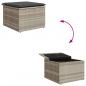 Preview: Gartenhocker mit Kissen Hellgrau 55x55x37 cm Poly Rattan