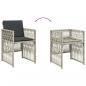 Preview: Gartenstühle mit Kissen 4 Stk. Hellgrau Poly Rattan