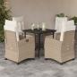 Preview: ARDEBO.de - 5-tlg. Garten-Essgruppe mit Kissen Beige Poly Rattan