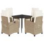 Preview: 5-tlg. Garten-Essgruppe mit Kissen Beige Poly Rattan