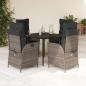 Preview: ARDEBO.de - 5-tlg. Garten-Essgruppe mit Kissen Grau Poly Rattan
