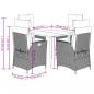 Preview: 5-tlg. Garten-Essgruppe mit Kissen Grau Poly Rattan