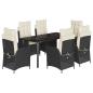 Preview: 7-tlg. Garten-Essgruppe mit Kissen Schwarz Poly Rattan