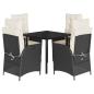 Preview: 5-tlg. Garten-Essgruppe mit Kissen Schwarz Poly Rattan