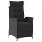 Preview: 3-tlg. Garten-Essgruppe mit Kissen Schwarz Poly Rattan