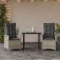 Preview: ARDEBO.de - 3-tlg. Garten-Essgruppe mit Kissen Hellgrau Poly Rattan
