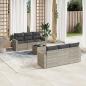 Preview: ARDEBO.de - 7-tlg. Garten-Sofagarnitur mit Kissen Hellgrau Poly Rattan