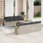Preview: ARDEBO.de - 9-tlg. Garten-Sofagarnitur mit Kissen Hellgrau Poly Rattan