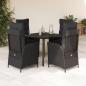 Preview: ARDEBO.de - 5-tlg. Garten-Essgruppe mit Kissen Schwarz Poly Rattan