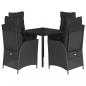 Preview: 5-tlg. Garten-Essgruppe mit Kissen Schwarz Poly Rattan