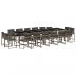 Preview: 17-tlg. Garten-Essgruppe mit Kissen Grau Poly Rattan