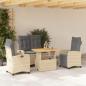 Preview: ARDEBO.de - 4-tlg. Garten-Essgruppe mit Kissen Beige Poly Rattan