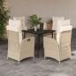 Preview: ARDEBO.de - 5-tlg. Garten-Essgruppe mit Kissen Beige Poly Rattan