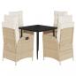 Preview: 5-tlg. Garten-Essgruppe mit Kissen Beige Poly Rattan
