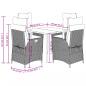 Preview: 5-tlg. Garten-Essgruppe mit Kissen Hellgrau Poly Rattan