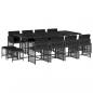 Preview: 13-tlg. Garten-Essgruppe mit Kissen Schwarz Poly Rattan