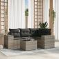 Preview: ARDEBO.de - 5-tlg. Garten-Sofagarnitur mit Kissen Hellgrau Poly Rattan