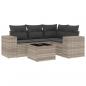 Preview: 5-tlg. Garten-Sofagarnitur mit Kissen Hellgrau Poly Rattan