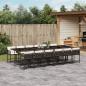 Preview: ARDEBO.de - 13-tlg. Garten-Essgruppe mit Kissen Braun Poly Rattan