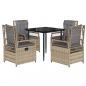 Preview: 5-tlg. Garten-Essgruppe mit Kissen Beige Poly Rattan