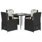 Preview: 5-tlg. Garten-Essgruppe mit Kissen Schwarz Poly Rattan