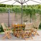 Preview: ARDEBO.de - Gartenstühle 4 Stk. Klappbar Beige Poly Rattan & Massivholz