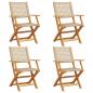 Preview: Gartenstühle 4 Stk. Klappbar Beige Poly Rattan & Massivholz