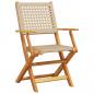 Preview: Gartenstühle 4 Stk. Klappbar Beige Poly Rattan & Massivholz