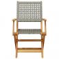 Preview: 5-tlg. Garten-Essgruppe Grau Poly Rattan und Massivholz