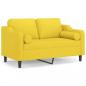Preview: 2-Sitzer-Sofa mit Zierkissen Hellgelb 120 cm Stoff