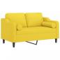 Preview: 2-Sitzer-Sofa mit Zierkissen Hellgelb 120 cm Stoff