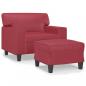Preview: Sessel mit Hocker Weinrot 60 cm Kunstleder