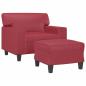 Preview: Sessel mit Hocker Weinrot 60 cm Kunstleder