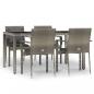 Preview: 5-tlg. Garten-Essgruppe mit Kissen Grau Poly Rattan