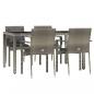 Preview: 5-tlg. Garten-Essgruppe mit Kissen Grau Poly Rattan