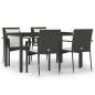 Preview: 5-tlg. Garten-Essgruppe mit Kissen Schwarz Poly Rattan