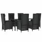 Preview: 7-tlg. Garten-Essgruppe mit Kissen Schwarz Poly Rattan